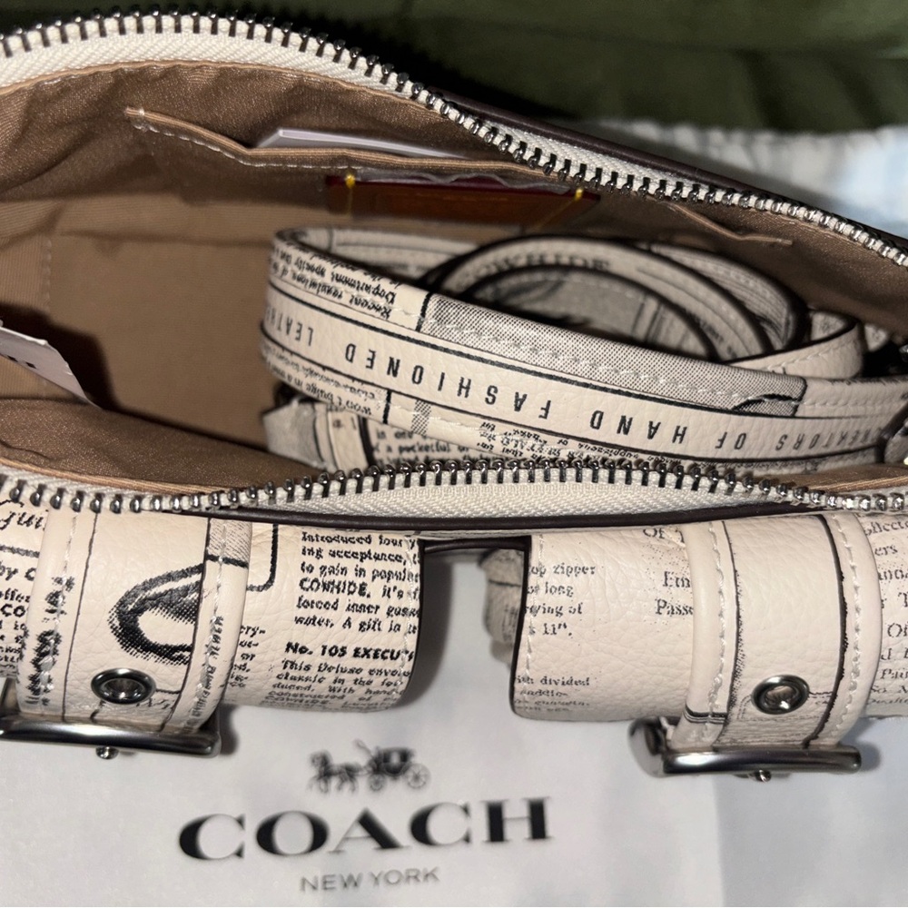 Brand New Coach Newspaper Print Shoulder Bag - Picture 6 of 16